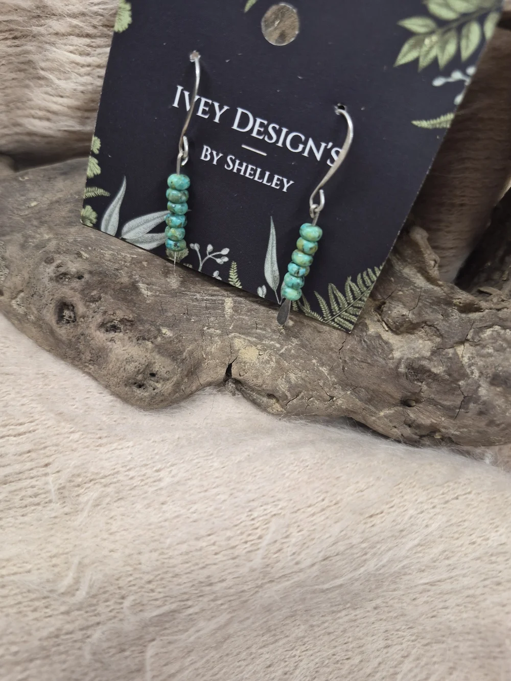 Turquoise Beaded Drop Earrings by Shelley